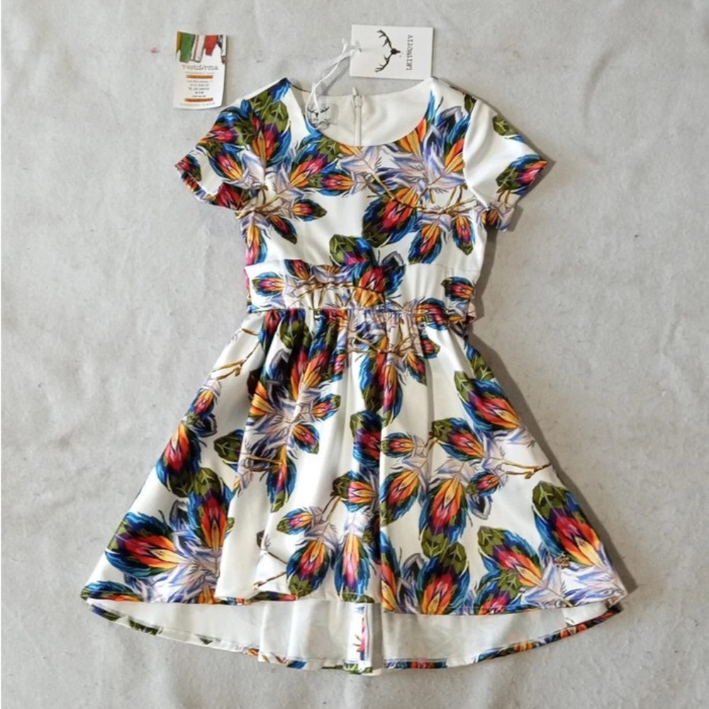 Next Blue and Orange Casual Flutter Sleeve Dress